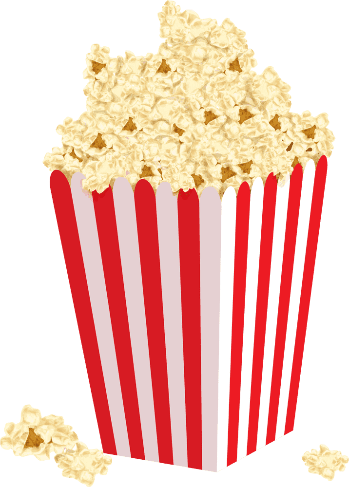 Classic Red-striped Popcorn Bucket Delight PNG