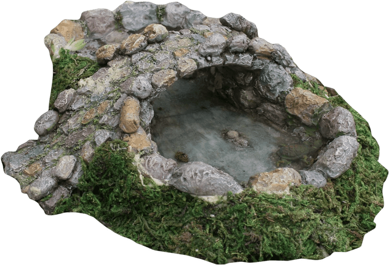 Whimsical Garden Gnome Bridge and Pond PNG