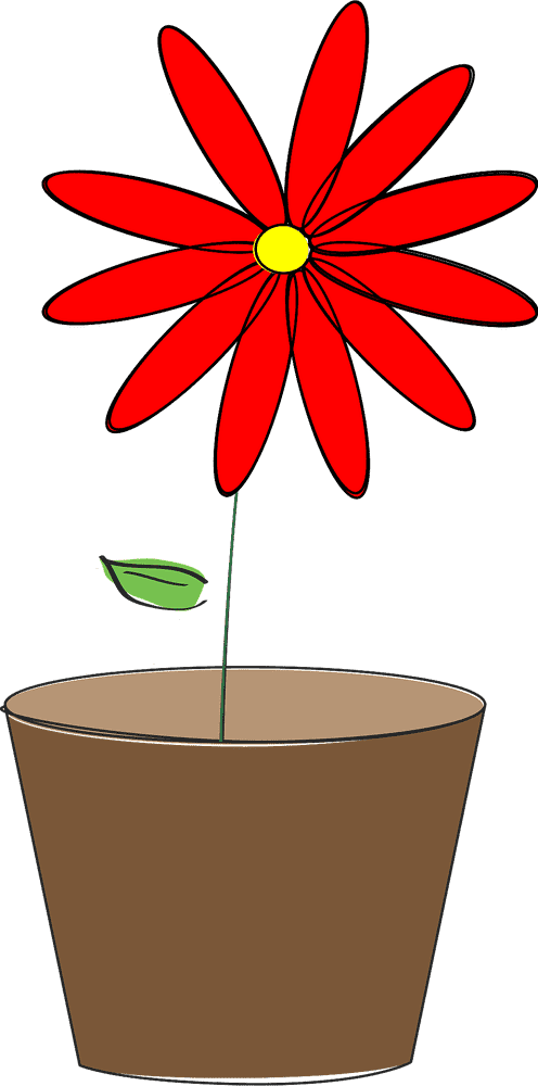 Vibrant Red Flower Plant Pot Design PNG