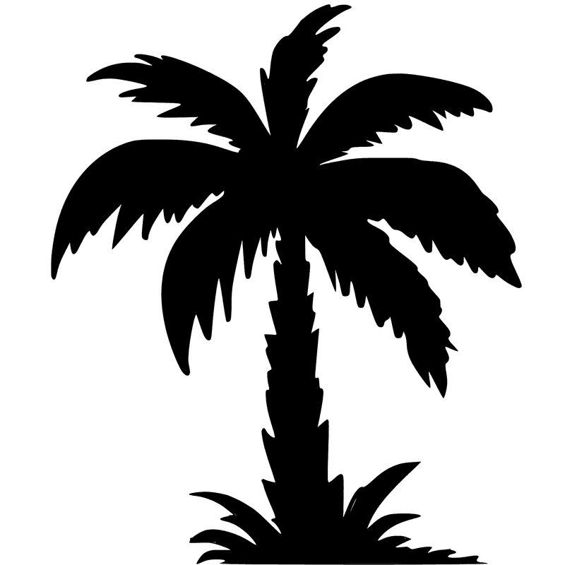 Elegant Silhouette of a Palm Tree PNG