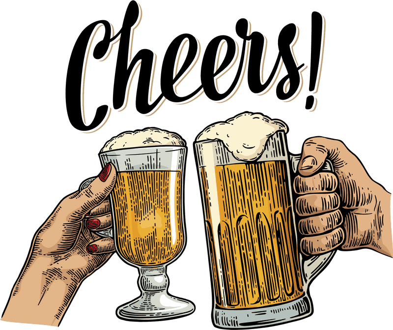Cheers with Beer Glasses in Hand PNG