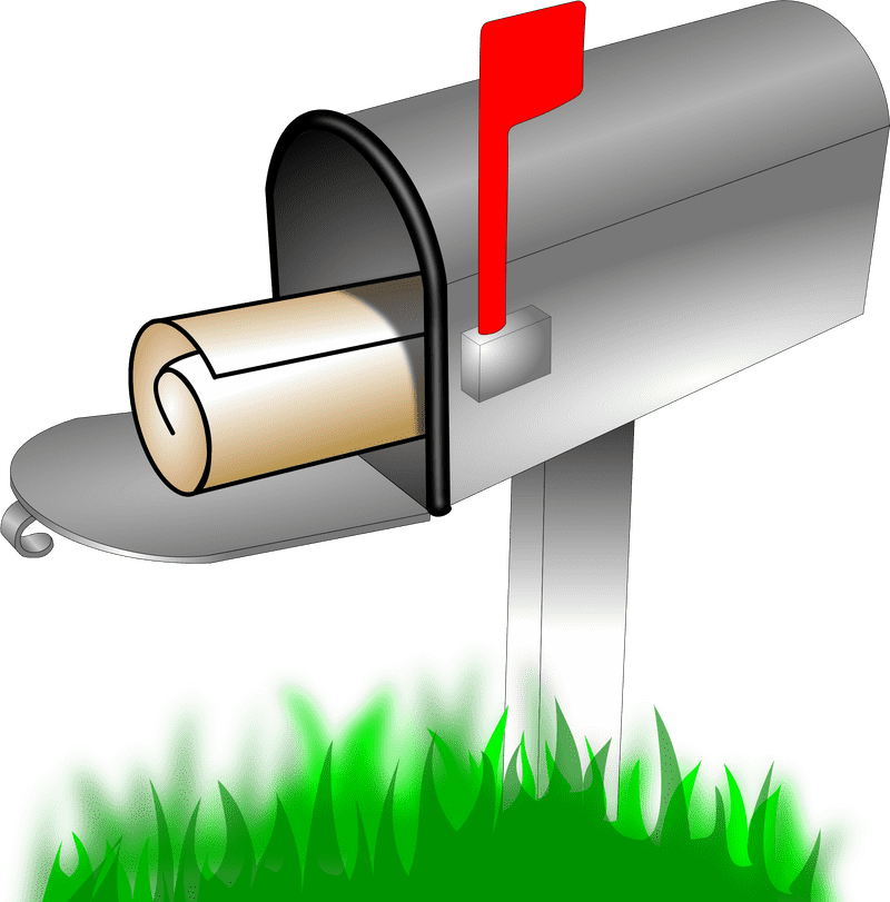 Classic Red Flag Mailbox with Scroll PNG