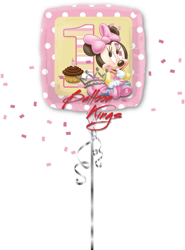 Birthday Celebration with Minnie Mouse Balloons PNG