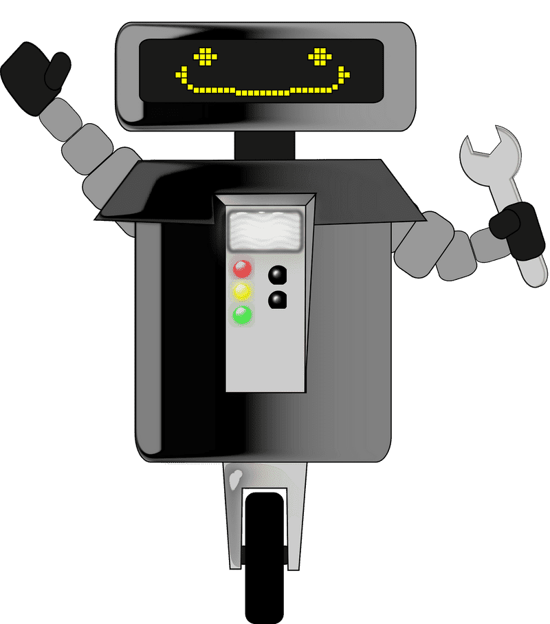 Happy Helper Robot on Wheels PNG