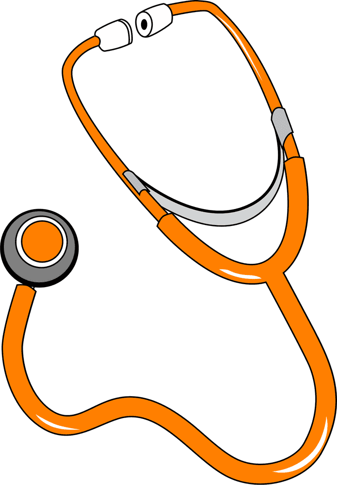 Vibrant Orange Stethoscope for Health Monitoring PNG