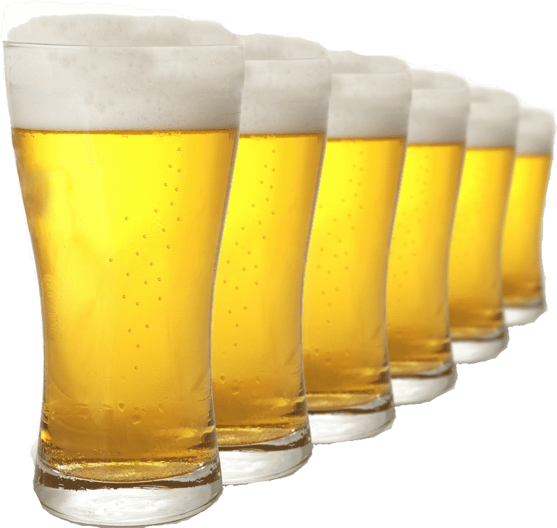 Refreshing Lineup of Beer Glasses PNG