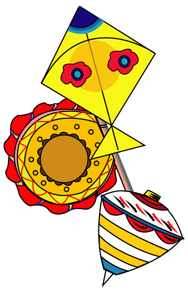 Colorful Kite and Spinning Top Festival PNG