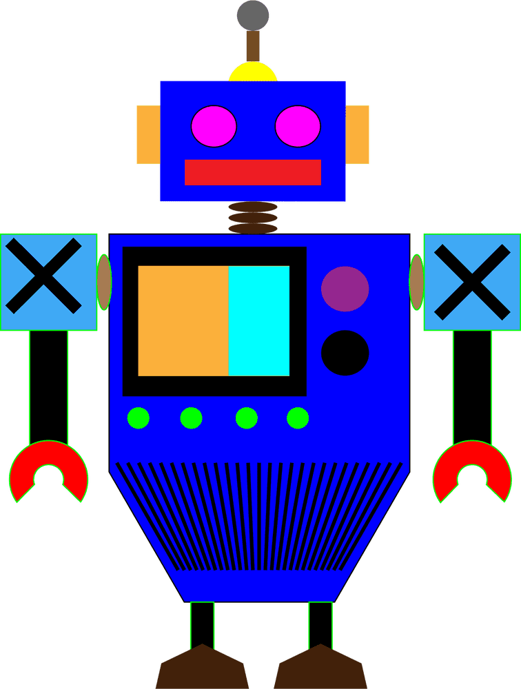 Colorful Retro Robot Companion PNG