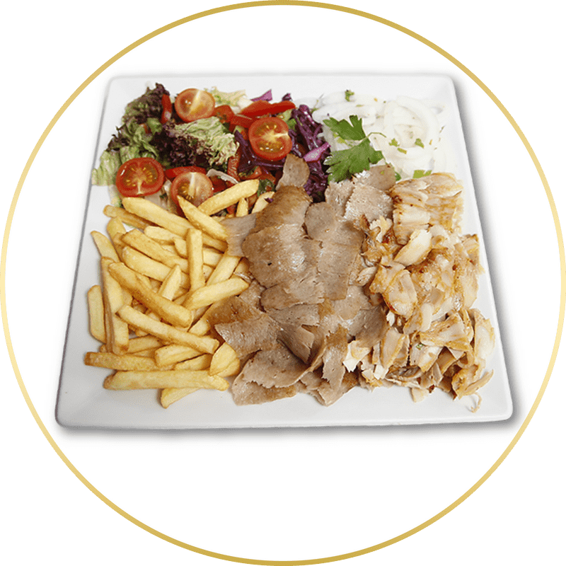 Kebab Delight with Fresh Salad and Crispy Fries PNG