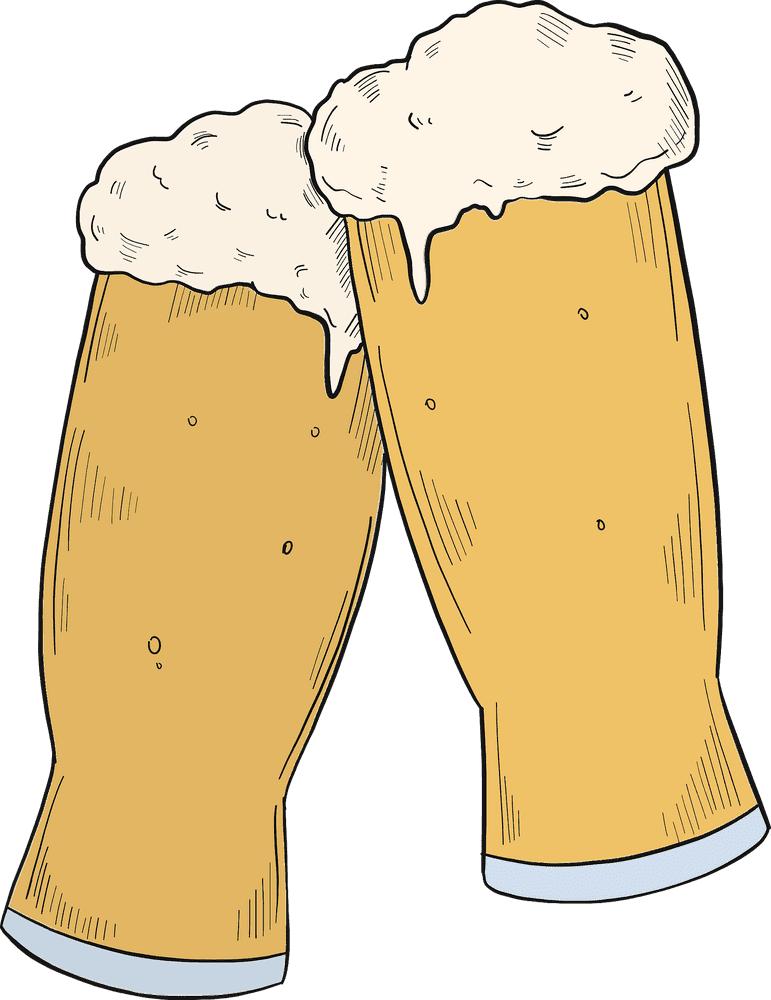 Cheers with Two Frothy Beer Glasses PNG