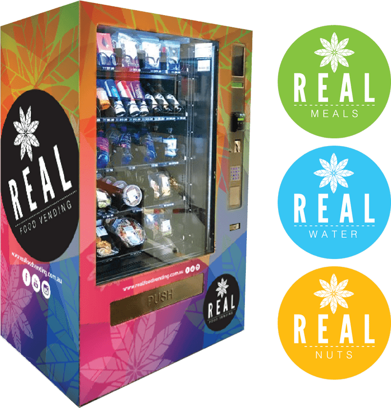 Real Food Vending Machine for Meals Water and Nuts PNG