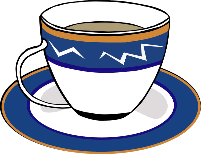 Stylish Blue and White Tea Cup Design PNG