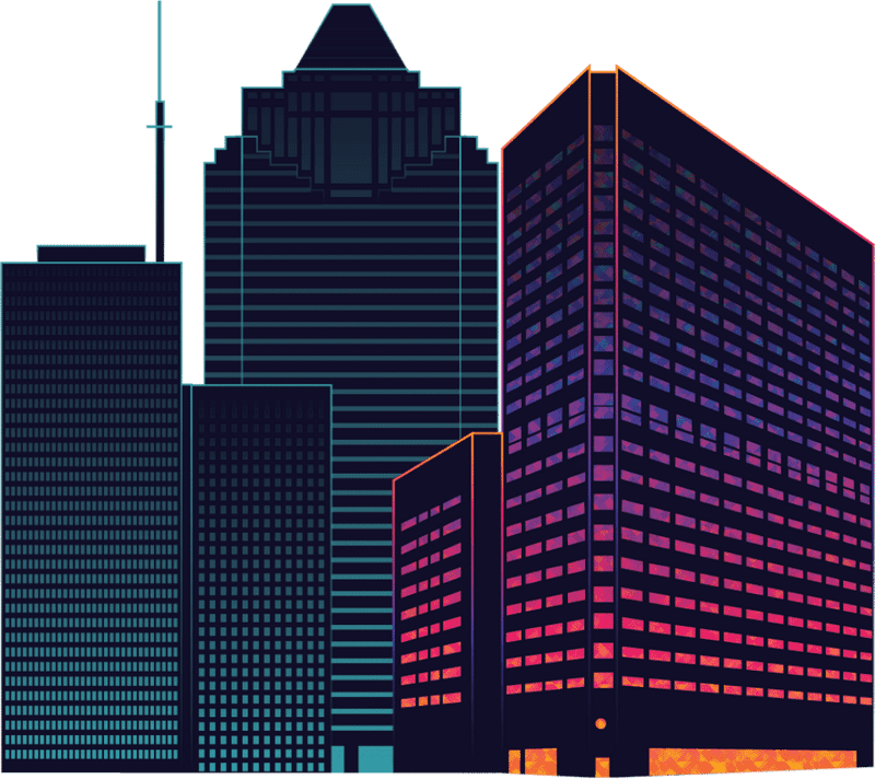 Urban Data Center Skyline Design PNG
