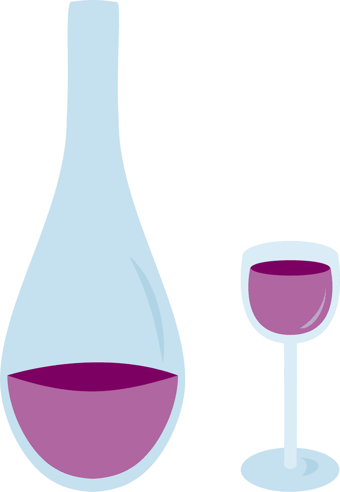 Elegant Wine Bottle and Glass Duo PNG