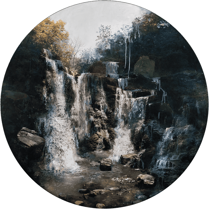 Majestic Waterfall Among Lush Greenery PNG