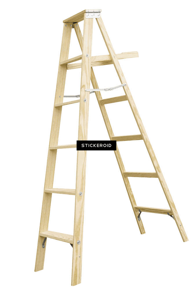 Versatile Wooden Ladder for Every Task PNG