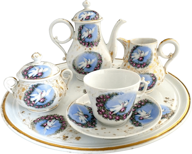 Elegant Floral Design Cookware Set PNG