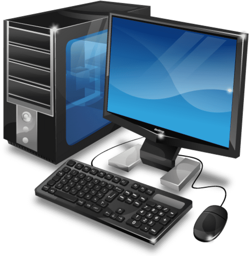 Modern Desktop Computer Setup with Monitor and Keyboard PNG
