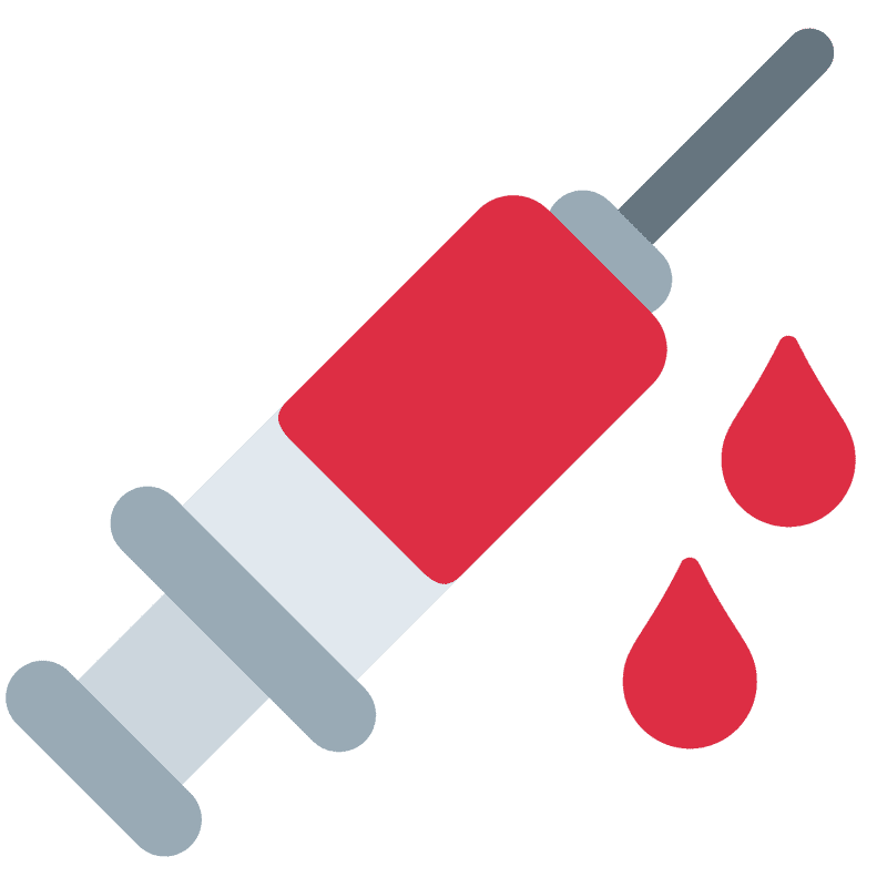 Red Syringe with Droplets of Blood PNG