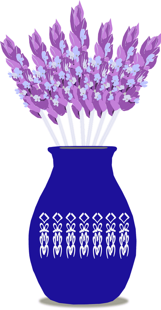 Charming Lavender Field Bouquet in Blue Vase PNG