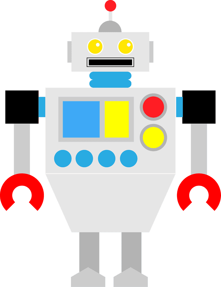 Friendly Industrial Robot with Colorful Controls PNG