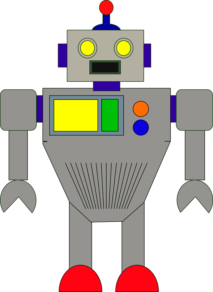 Friendly Industrial Robot with Colorful Controls PNG