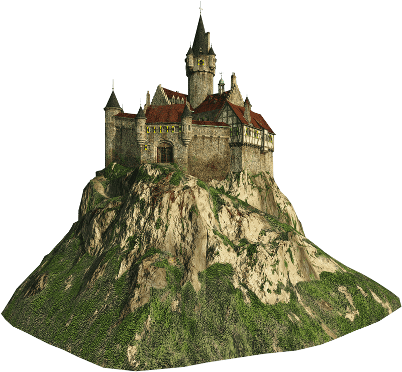 Majestic Castle on the Rocky Heights PNG