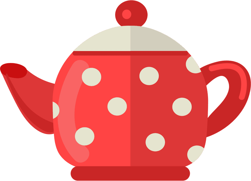 Charming Polka Dot Teapot Cookware Collection PNG