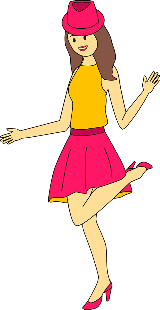 Joyful Dance in Pink and Yellow PNG