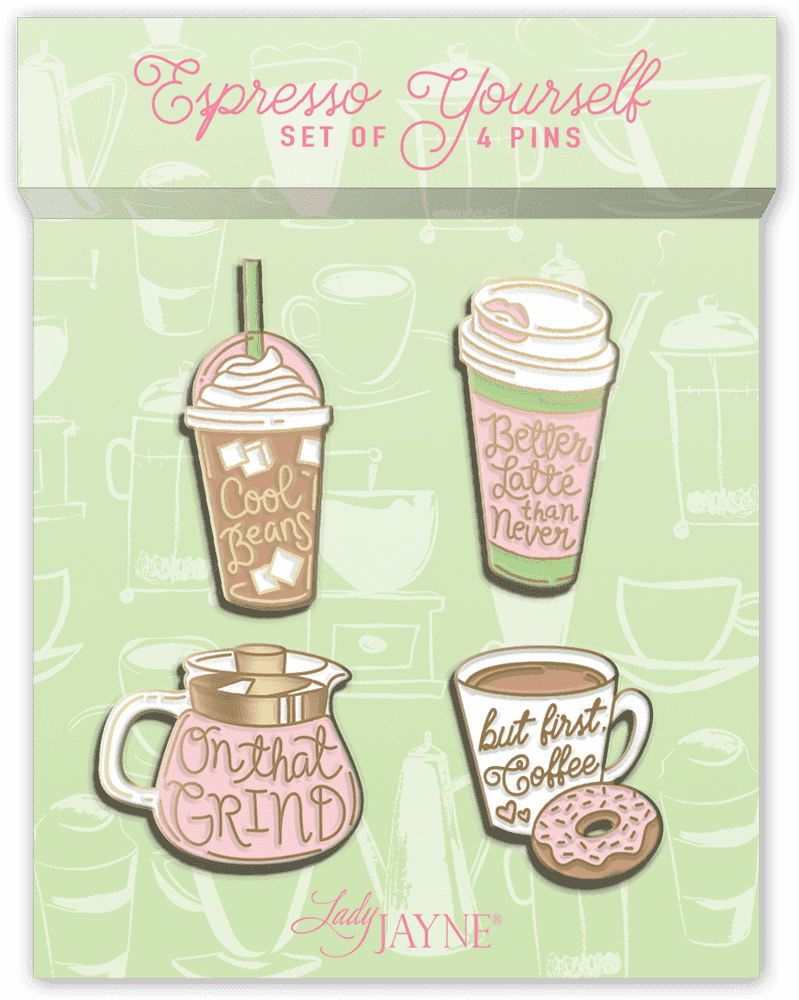 Coffee Cup Quirks A Playful Pin Collection PNG
