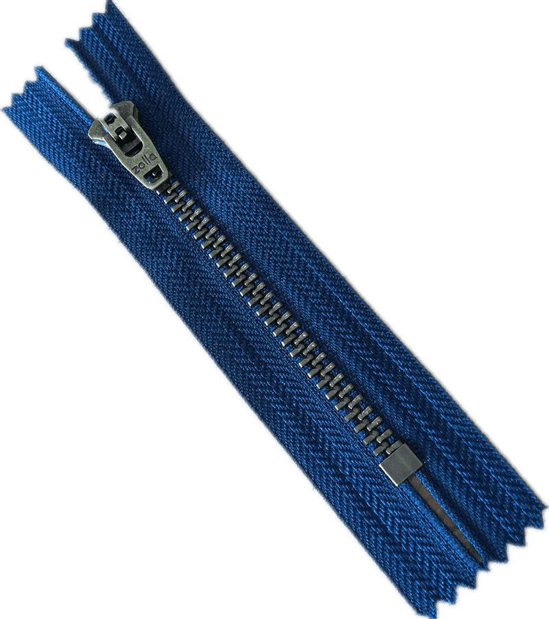Blue Jacket Zipper with Durable Metal Teeth PNG
