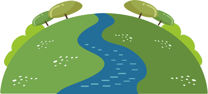 Winding River Through Lush Green Hills PNG