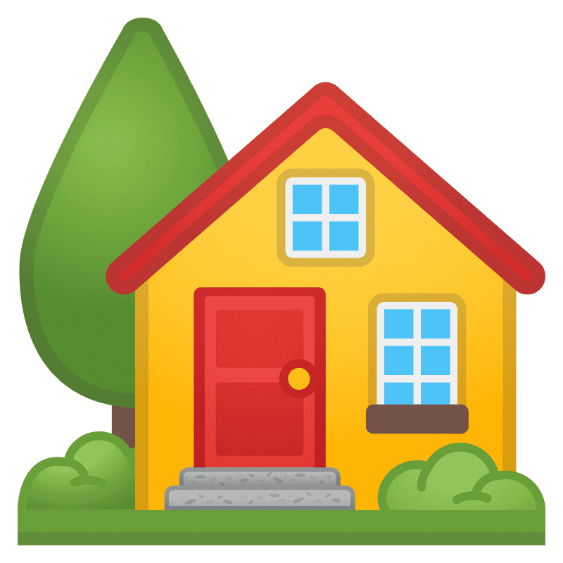 Sunny Yellow House with Green Surroundings PNG
