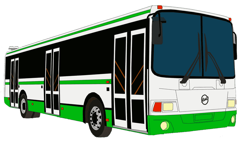 Green and White City Bus Design PNG