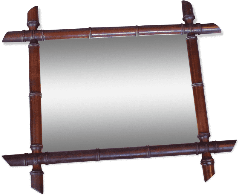 Elegant Bamboo Mirror Frame Design PNG