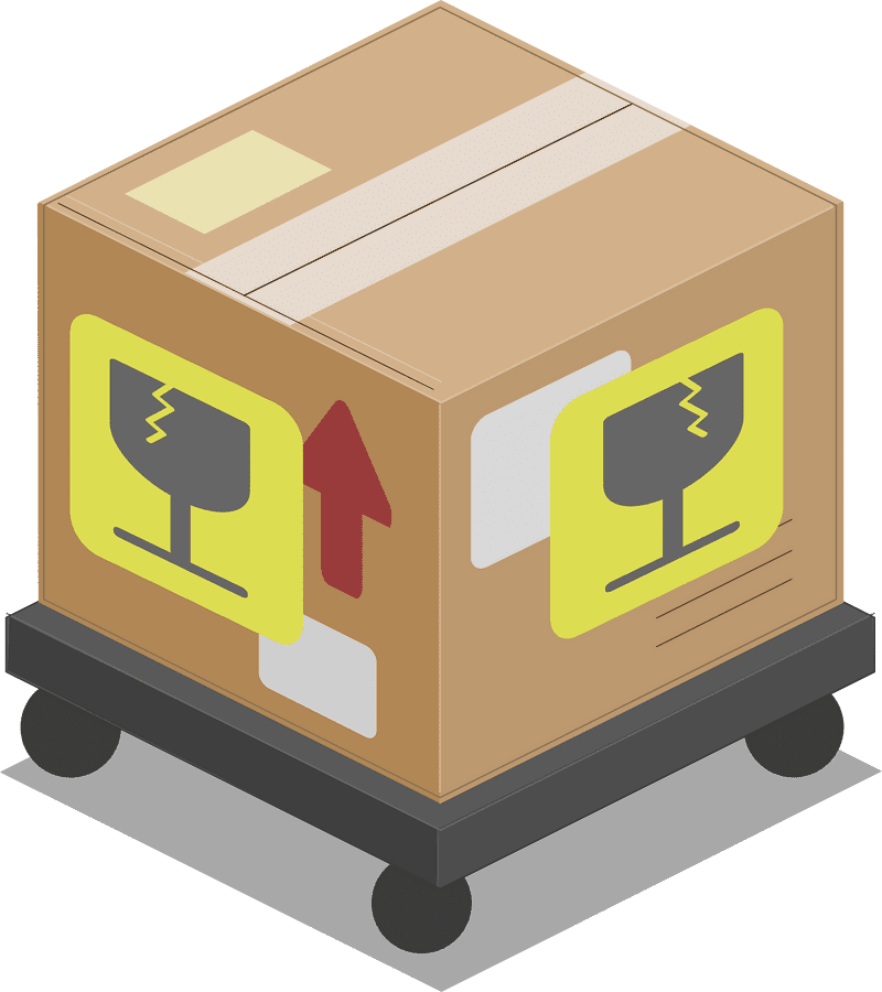 Fragile Handling Box on Wheels PNG