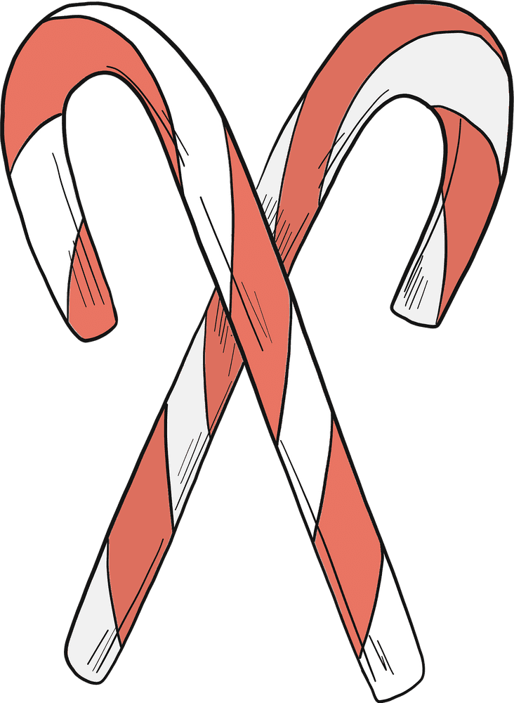 Candy Cane Walking Cane Design PNG