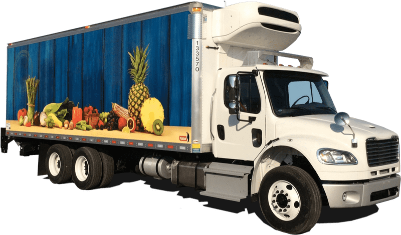 Fresh Produce Delivery Truck on the Go PNG