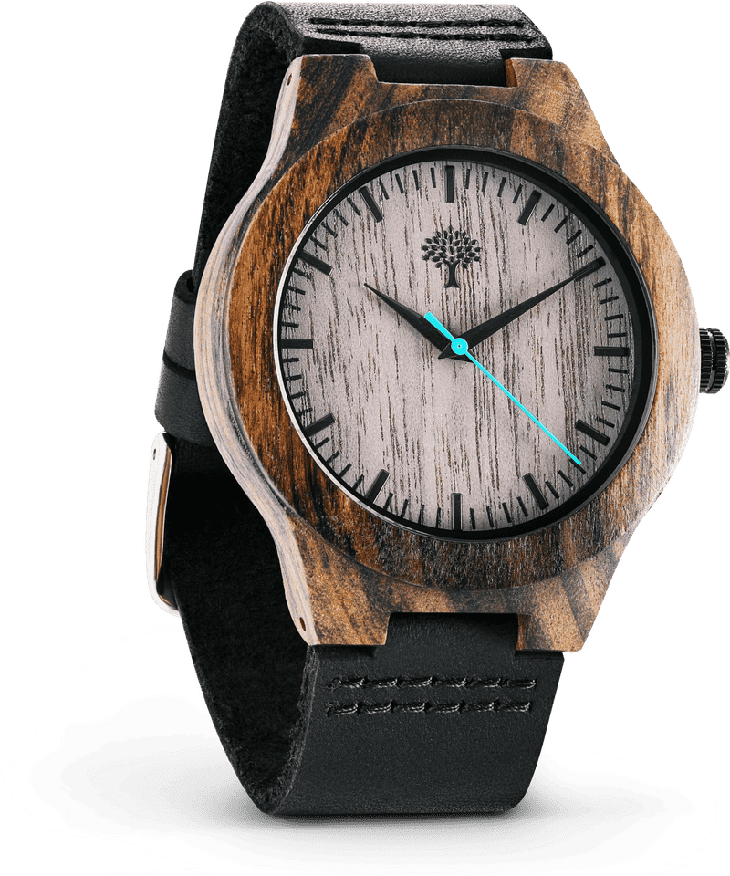Elegant Mechanical Watch with Wood Grain Design PNG