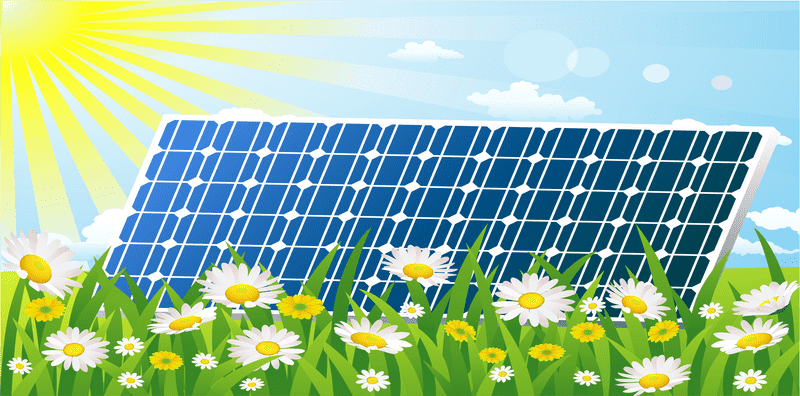 Solar Panel Among Vibrant Spring Blooms PNG