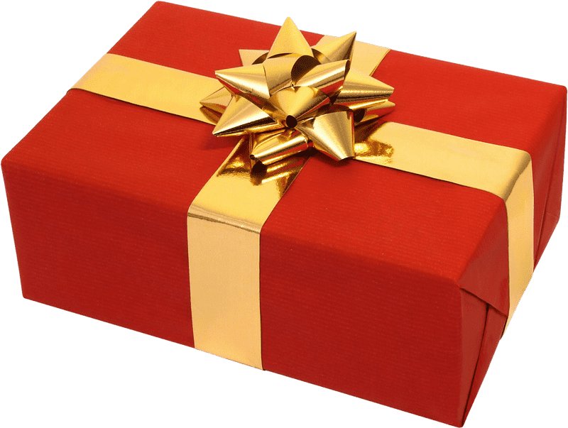 Delightful Gift Box with Golden Bow PNG