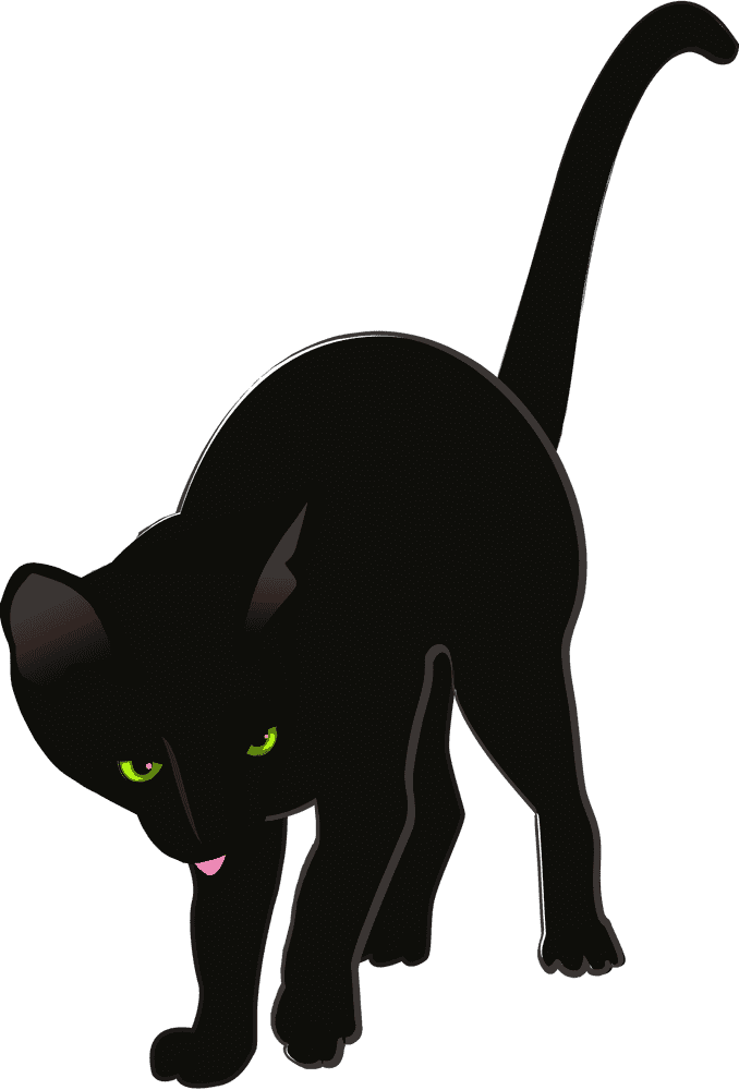 Mysterious Midnight Cat with Daring Green Eyes PNG