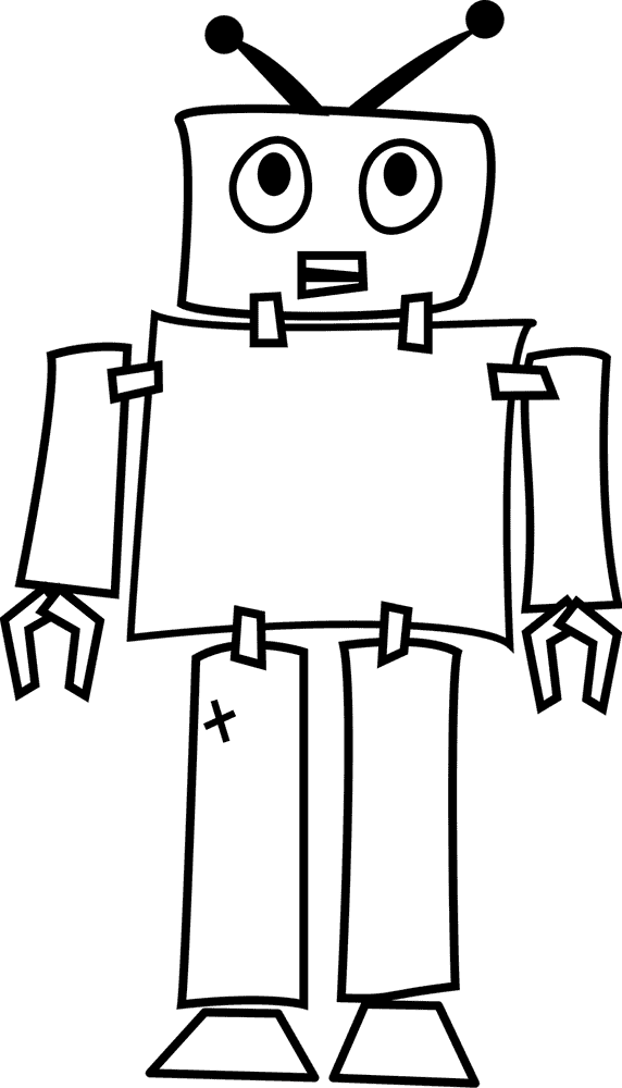 Friendly Industrial Robot with Expressive Features PNG