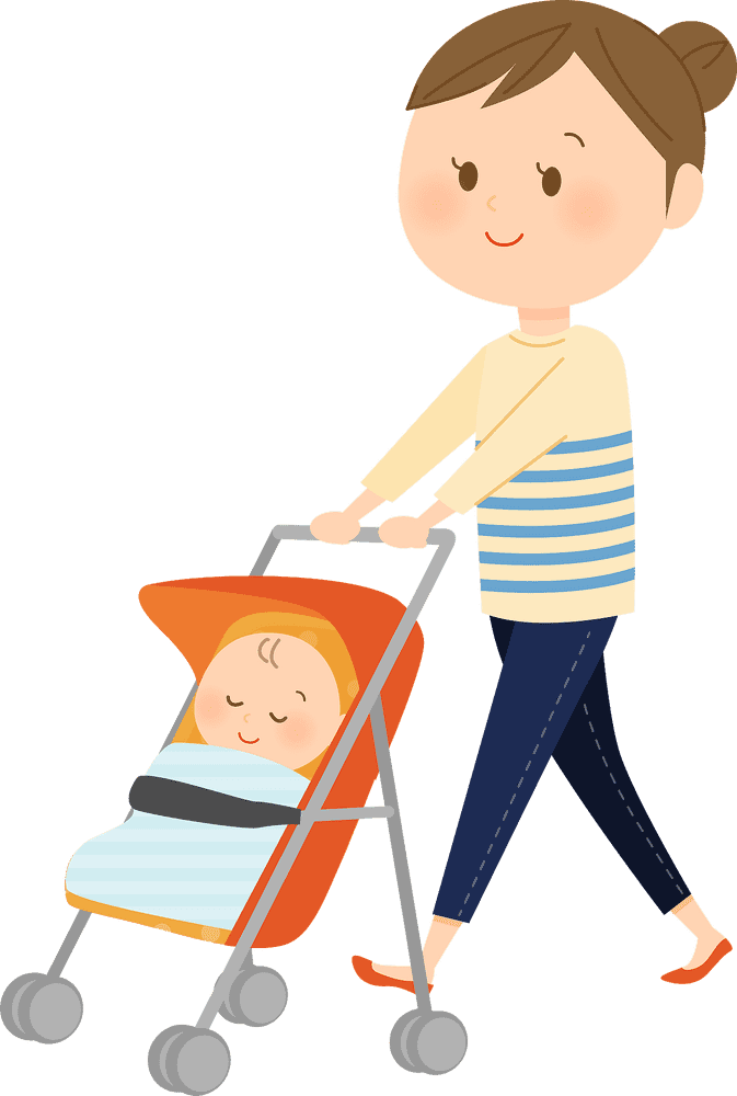 Joyful Stroll with Baby Stroller Adventure PNG