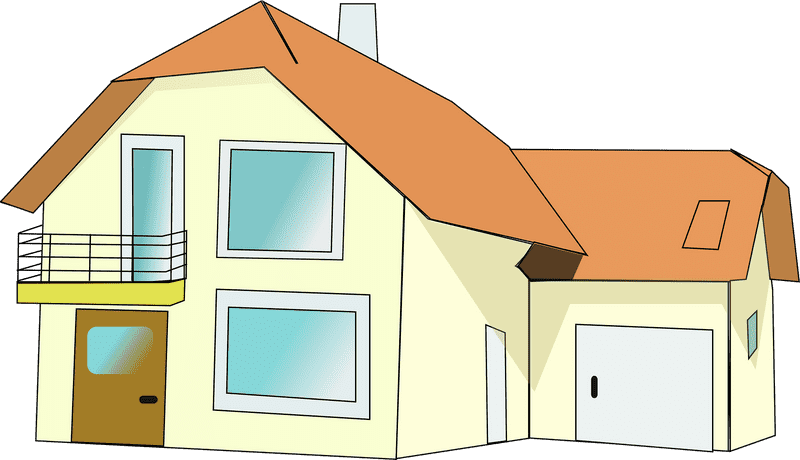 Sunny Cottage House with Garage PNG