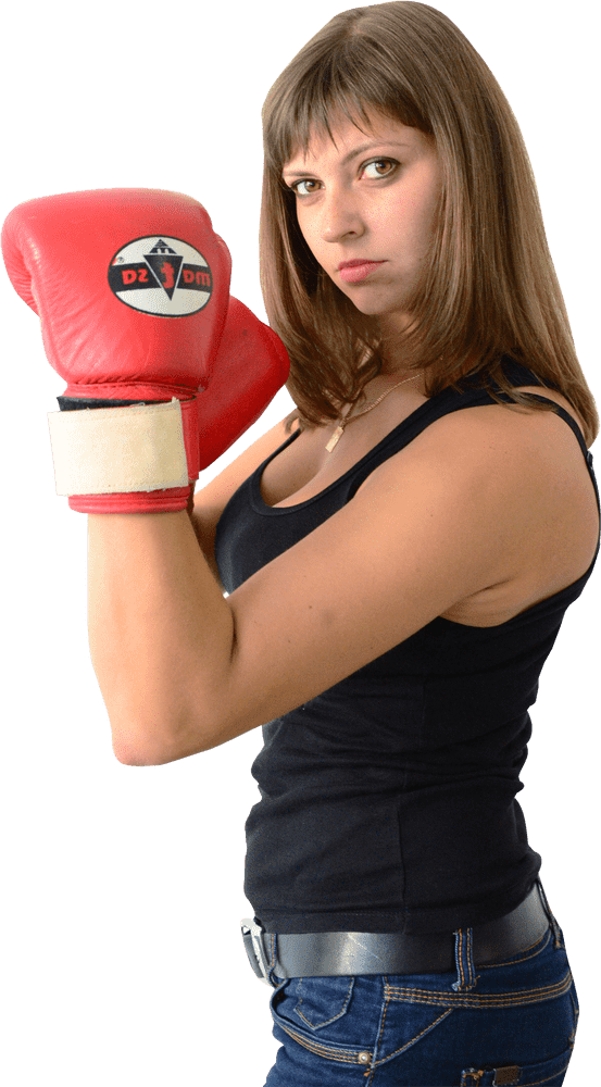 Empowered Fighter with Boxing Gloves PNG