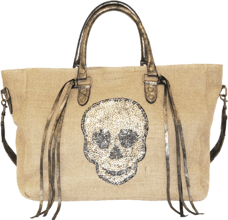 Edgy Skull Design Tote Bag PNG