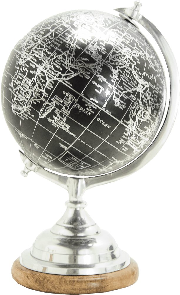 Elegant Black and Silver Globe Decoration PNG