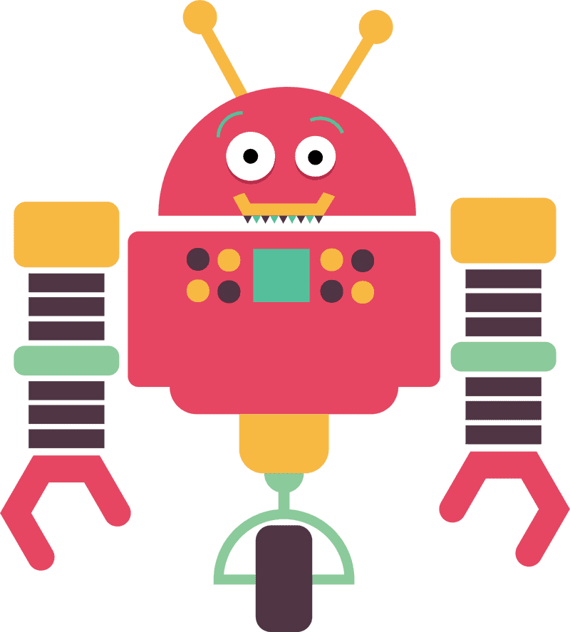 Colorful Industrial Robot with Playful Features PNG