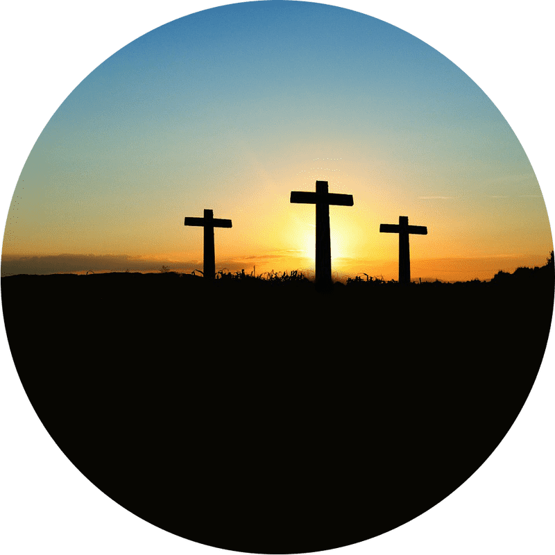 Sunrise Over Three Silent Crosses PNG